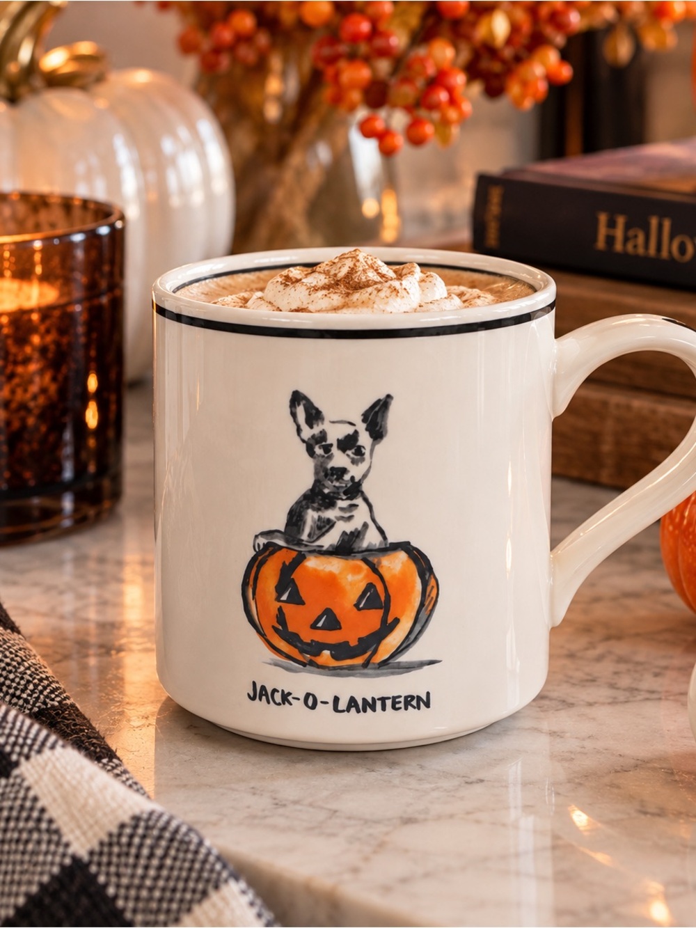 Molly Hatch Anthropologie Jack-O-Lantern Halloween Dog Mug New